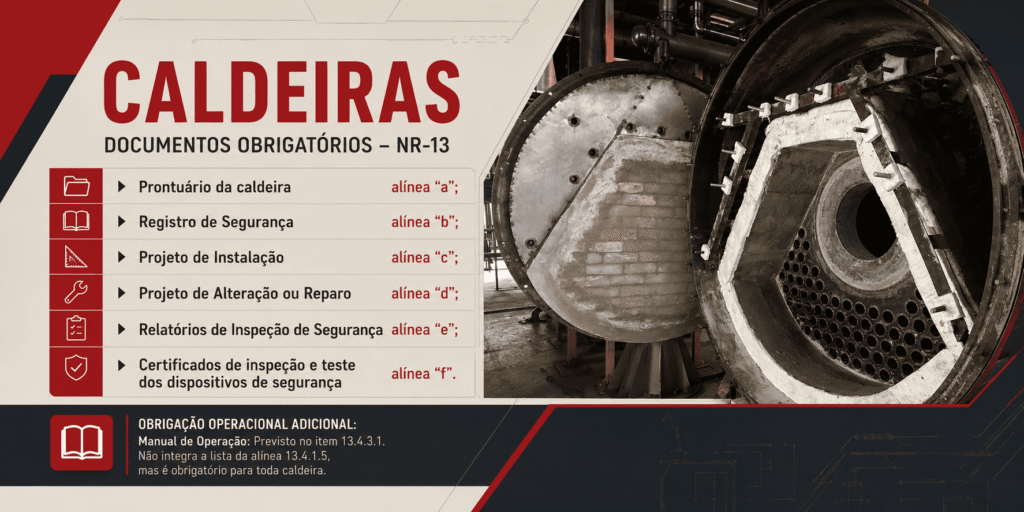 Documentos obrigatórios para caldeiras conforme o item 13.4 da NR-13.