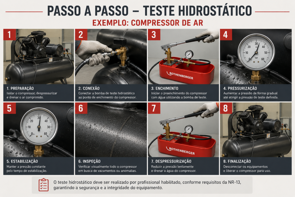 Passo a Passo do Teste Hidrostático em Compressor de Ar